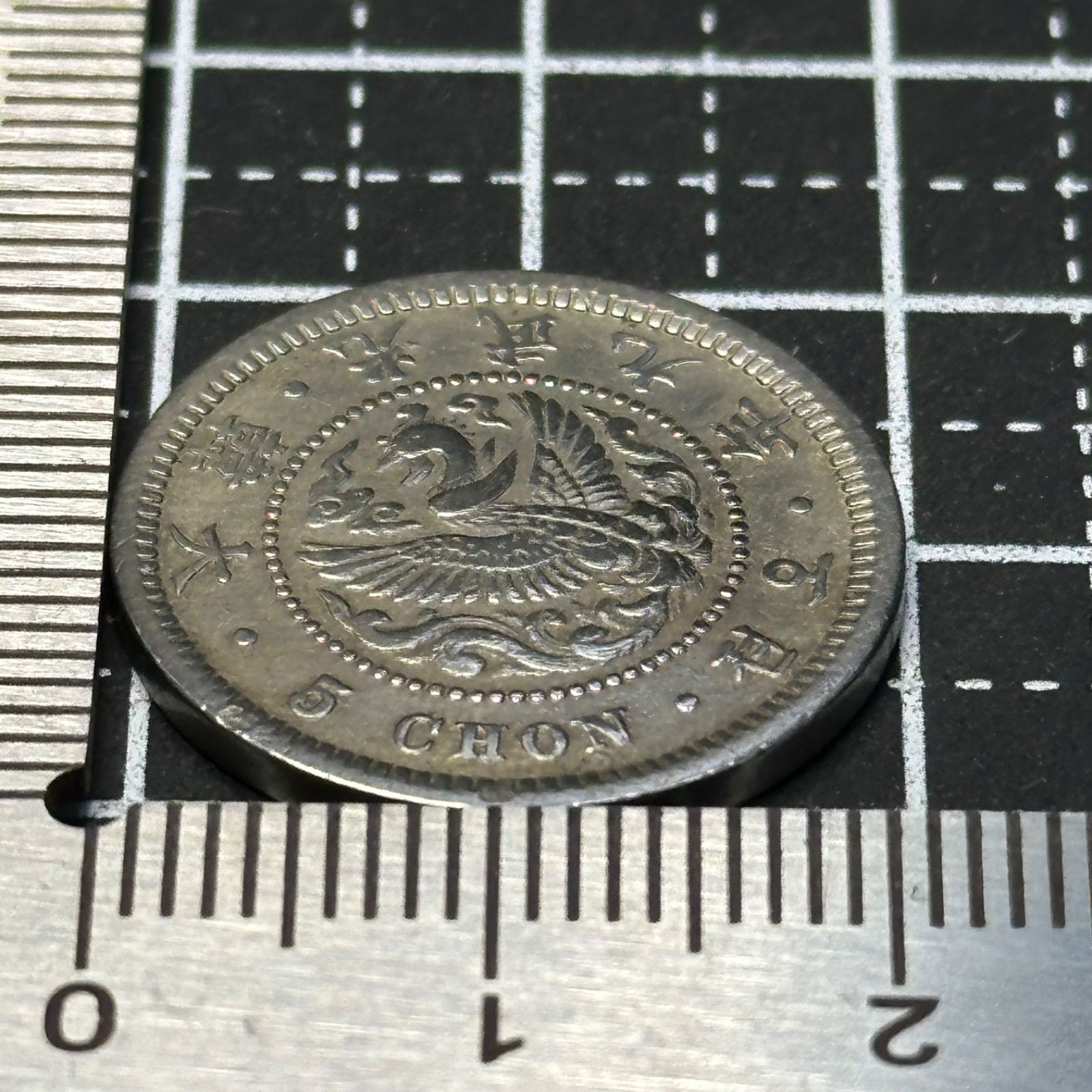 銅貨】大韓帝国 光武期 5錢（5 CHON）大型銅貨／鳳凰と無窮花文様 近代