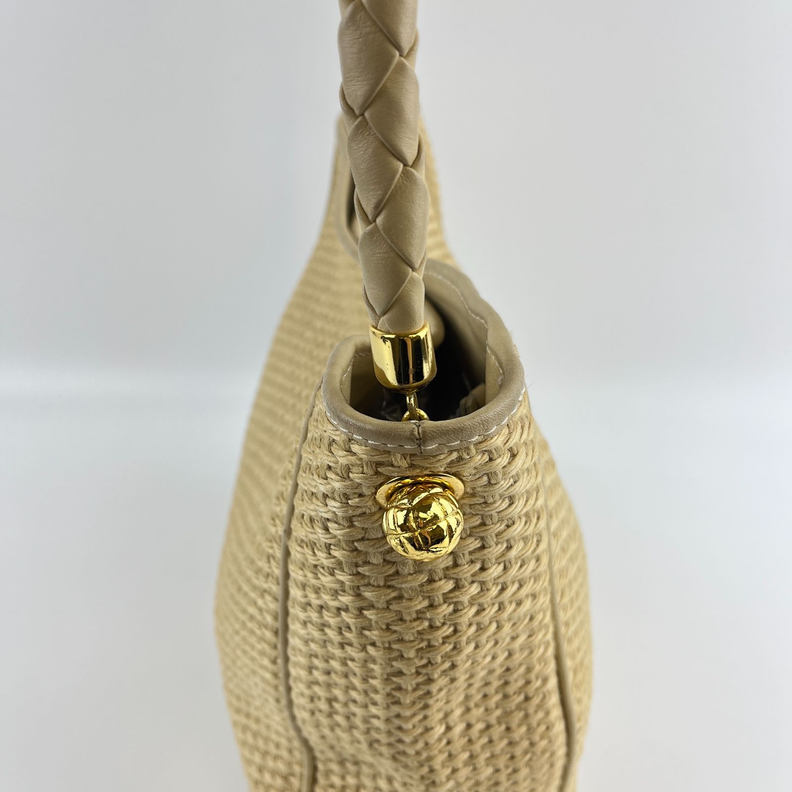 中古】Bottega Veneta ボッテガヴェネタ ショルダーバッグ 麻 編み込み