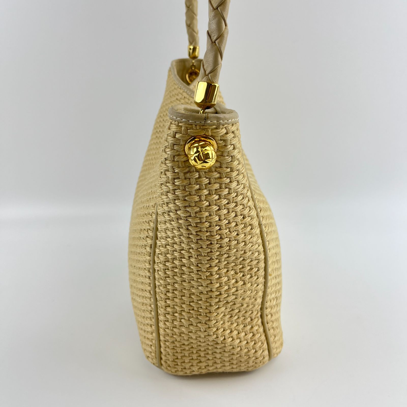 中古】Bottega Veneta ボッテガヴェネタ ショルダーバッグ 麻 編み込み