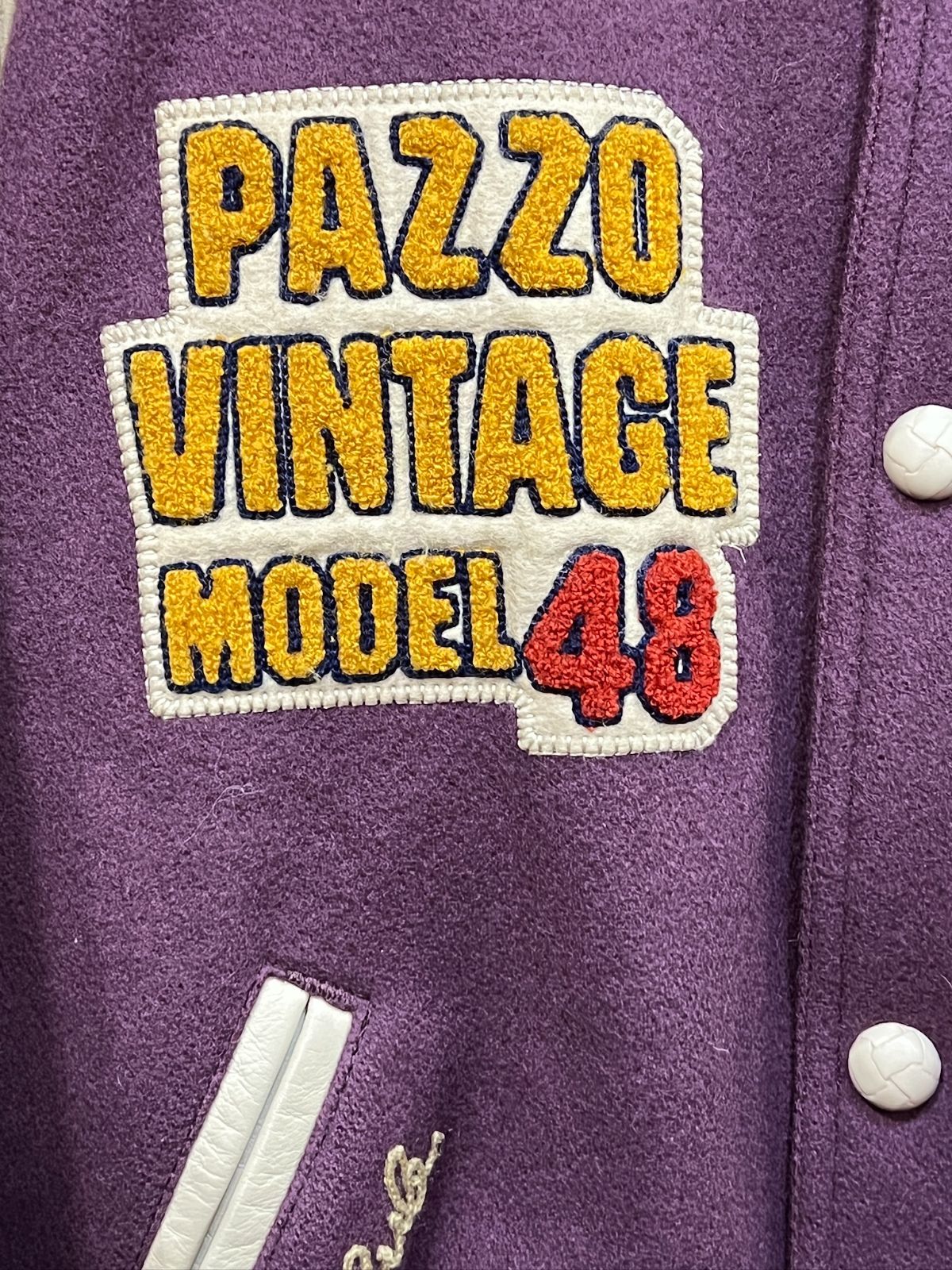 美品 PAZZO 袖革スタジアムジャンパー パッゾ スタジャン アワード
