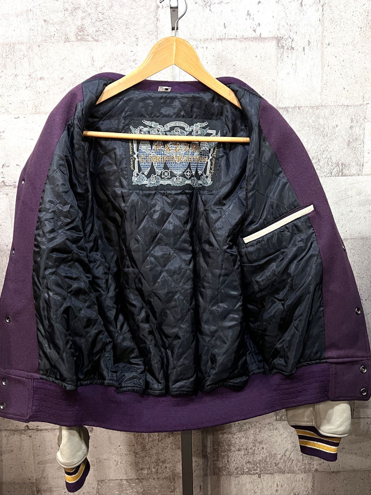美品 PAZZO 袖革スタジアムジャンパー パッゾ スタジャン アワード