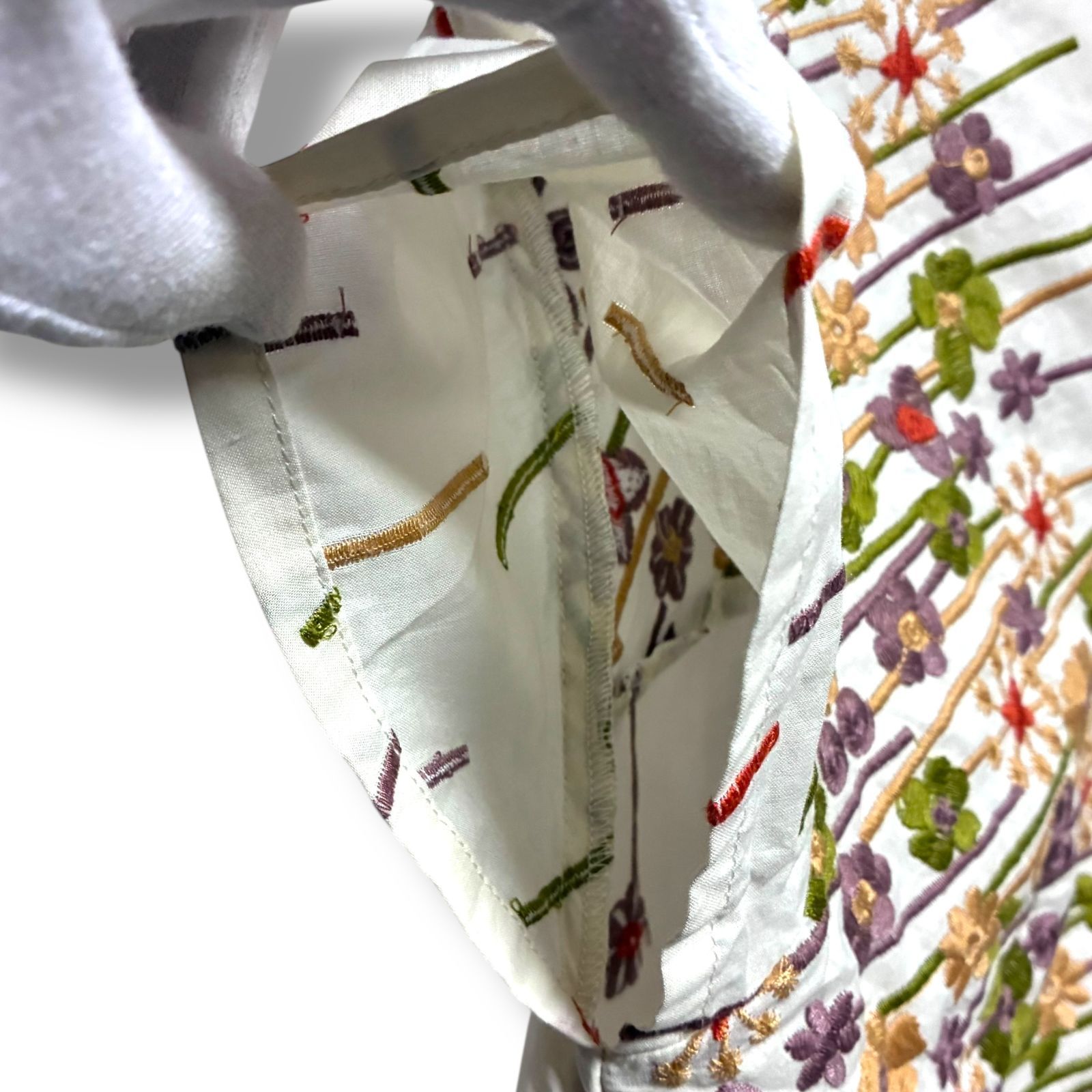 Jocomomola 半袖 ブラウス 刺繍 花柄 サイズ40 Jocomomola ホコモモラ 