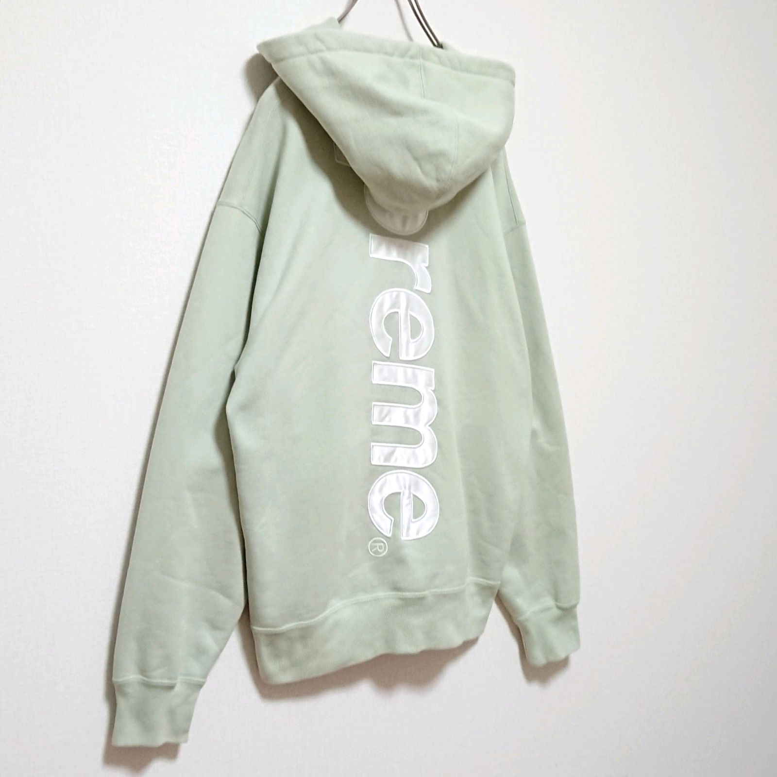 希少カラー シュプリーム アップリケサテン 刺繍 ロゴ ミントグリーン