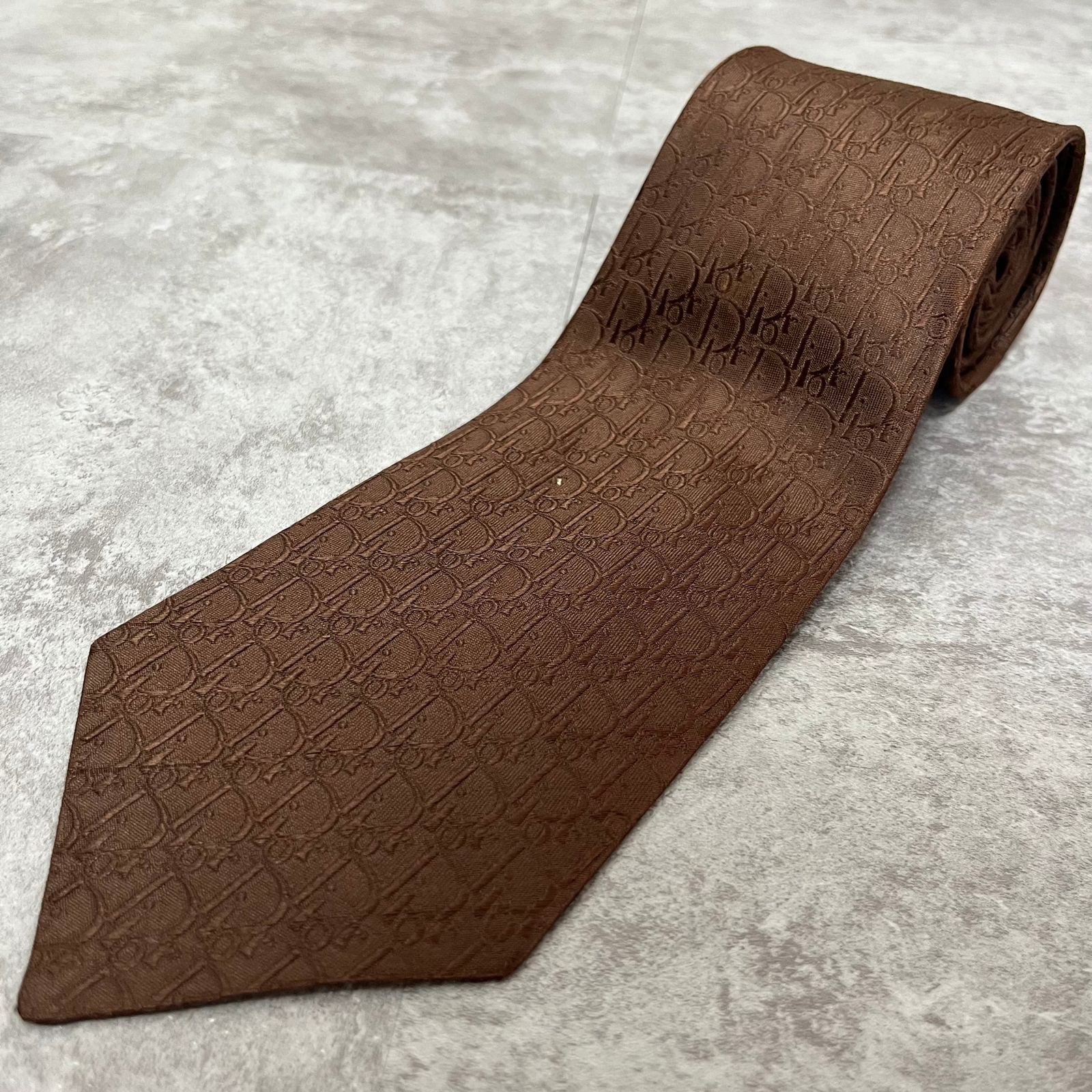 Christian Dior】トロッター柄ネクタイ 総ロゴ ブラウン 光沢 - メルカリ