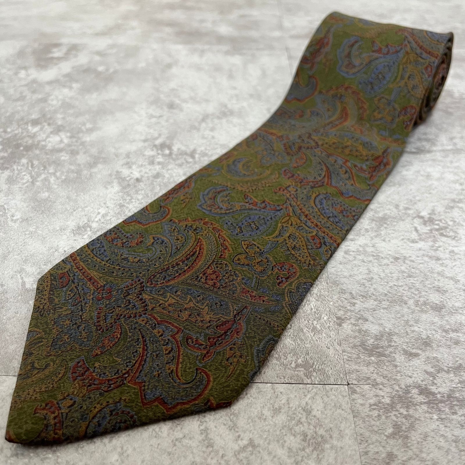 Christian Dior】ペイズリー柄ネクタイ グリーン