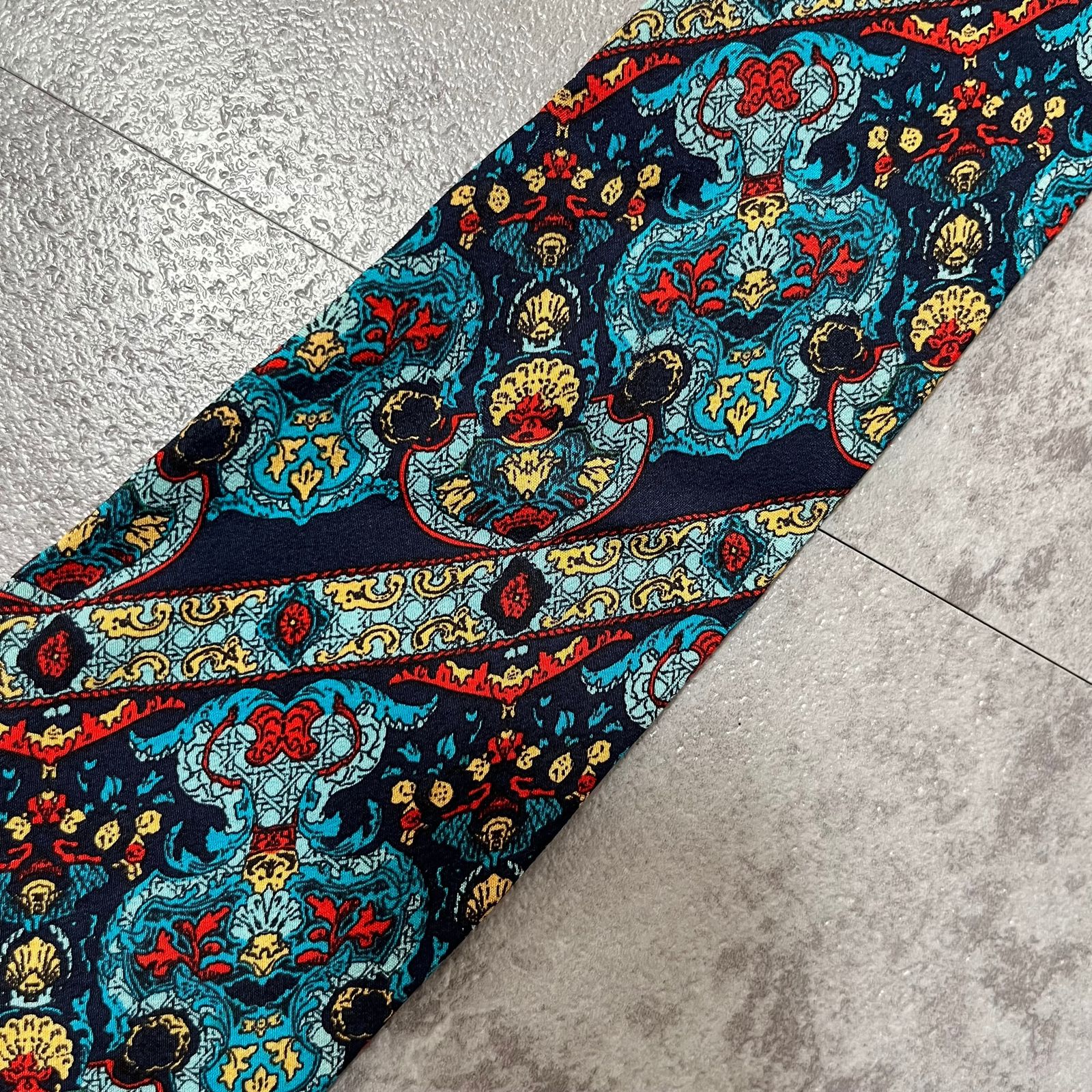 Christian Dior】花柄ペイズリーネクタイ ブルー マルチカラー ド派手