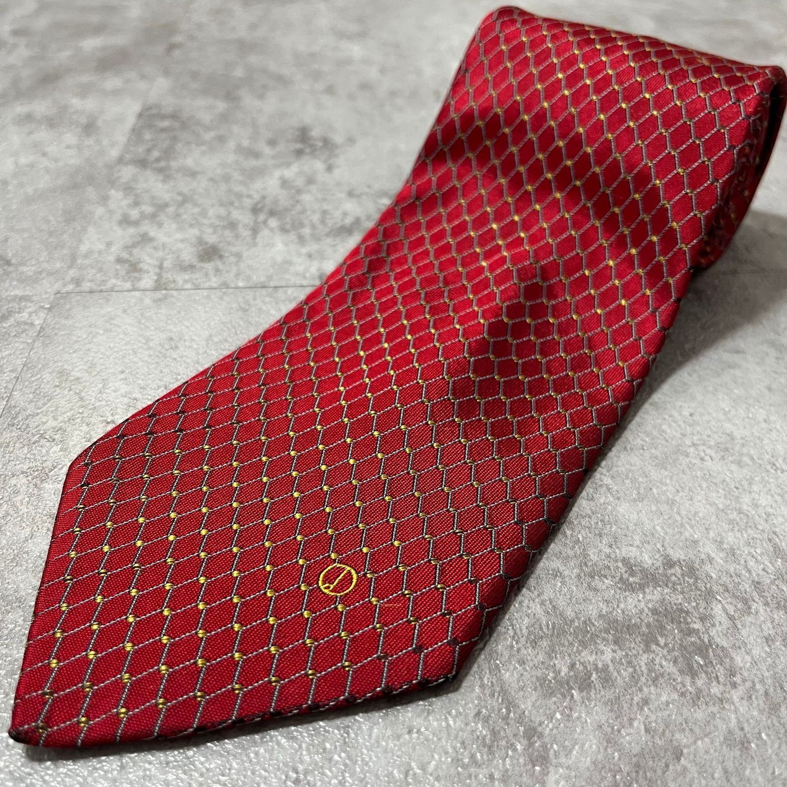 dunhill】dロゴ入りチェーン柄ネクタイ レッド バイカラー - メルカリ
