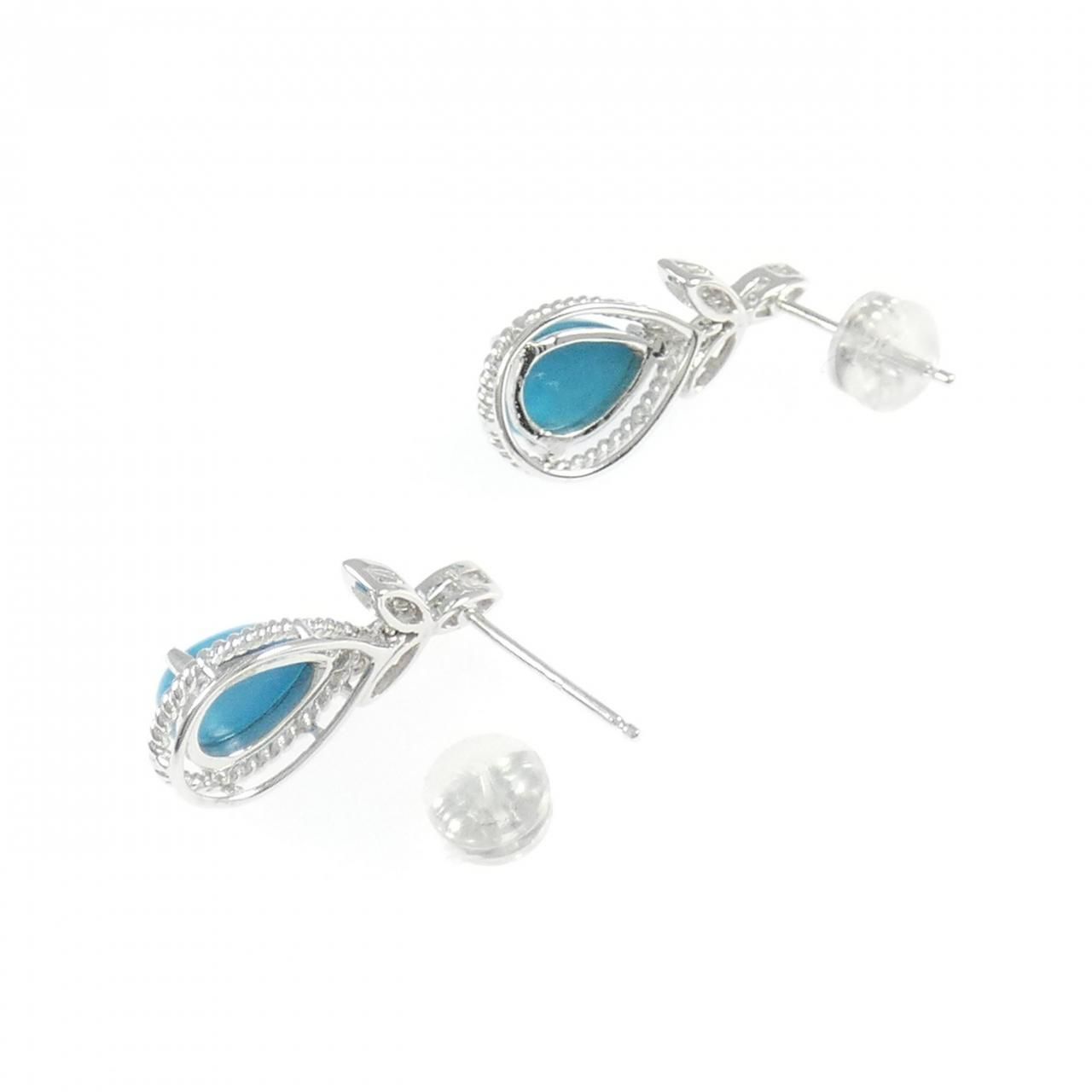 K18WGタ−コイズピアス K18 ターコイズ スペード ピアス 18金イエローゴールド K18YG 青