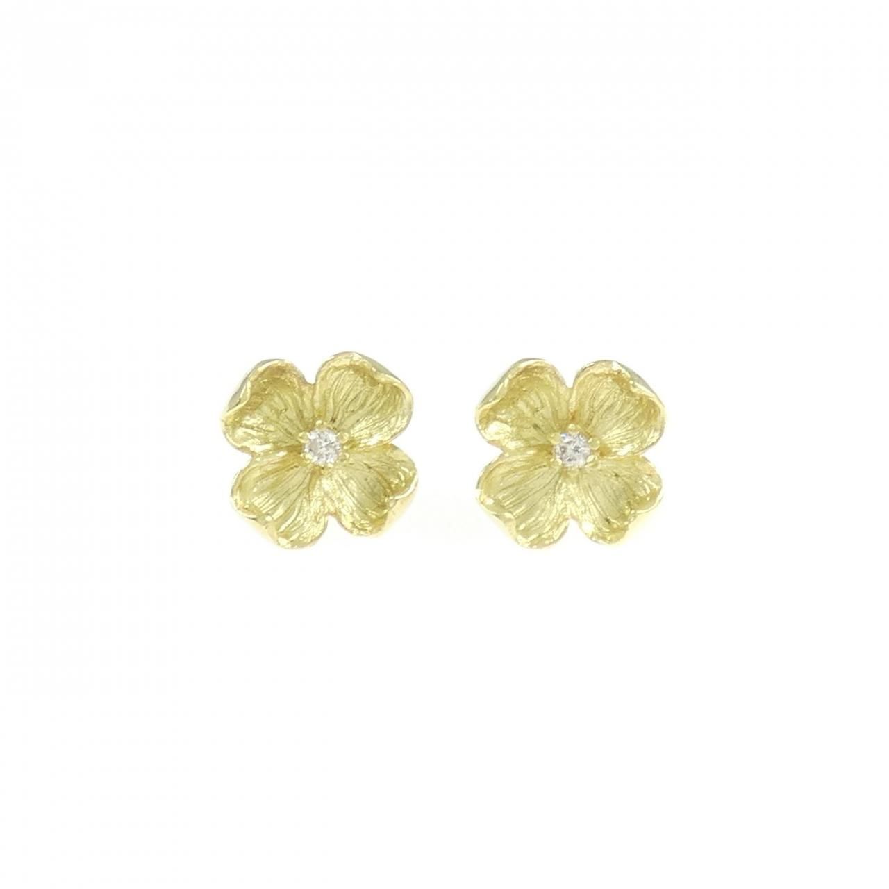 K18YG フラワー ダイヤモンド ピアス 0.02CT - メルカリ