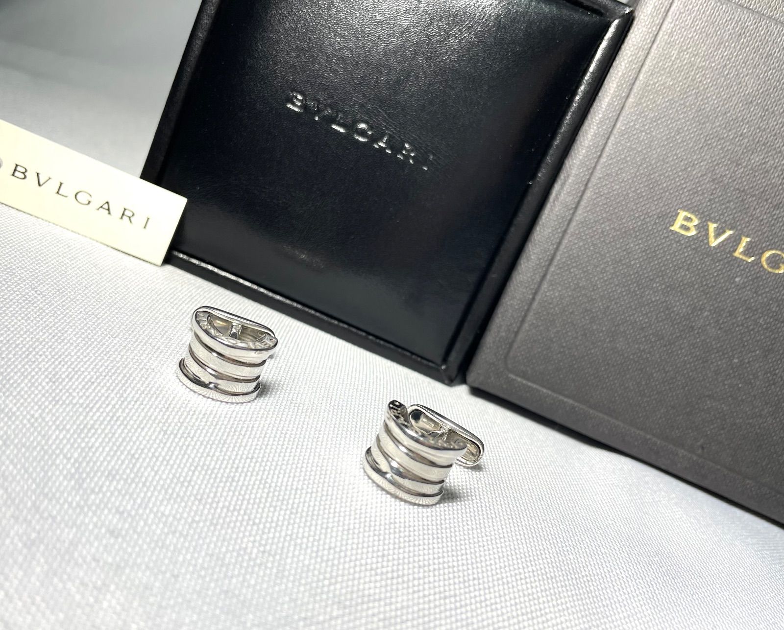 ★BVLGARI★ カフリンクス ビーゼロワン SV925 シルバー 箱付き 美品 BVLGARI ブルガリ B-ZERO1 ビーゼロワン ブランドロゴ文字