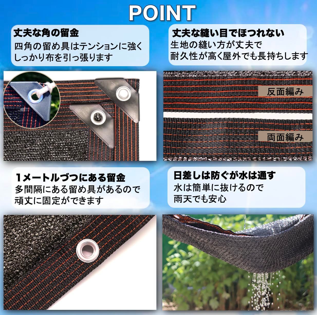 遮光ネット 日よけ シェード オーニング 防塵 目隠し UVカット ベランダ カーポート バルコニー (黄， 4m×8m) [黄] [4m×8m]