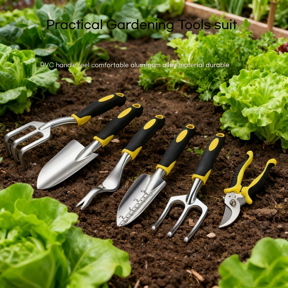 高品質】ガーデニングツール 6点セット 土壌掘削/植え替え/草取り 園芸