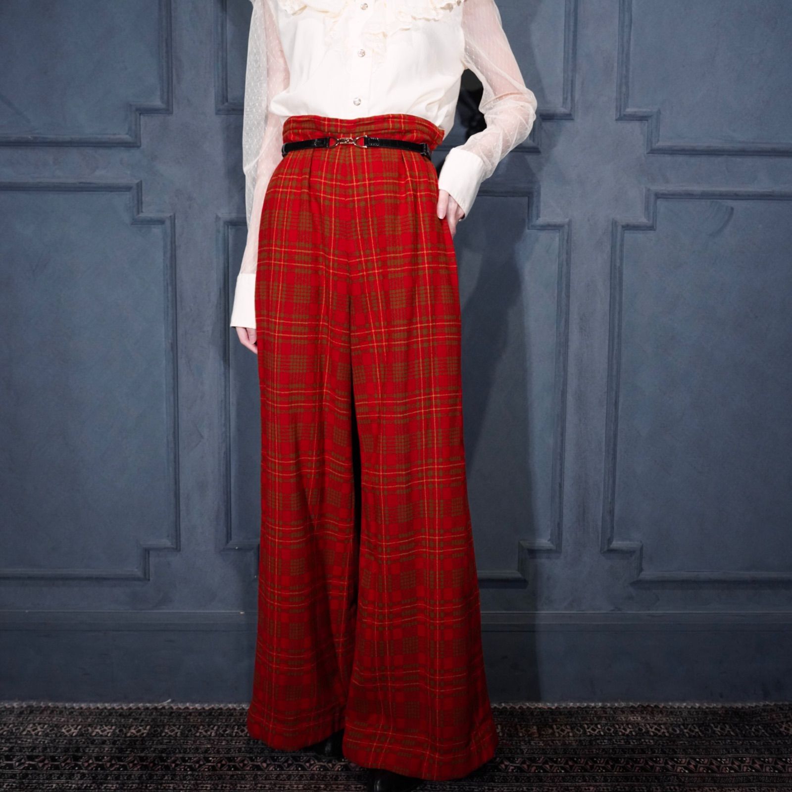 1970s usa製 チェック　ウールパンツ　フレア 70's USA VINTAGE CHECK PATTERNED WOOL FLARE SLACKS PANTS/70年代