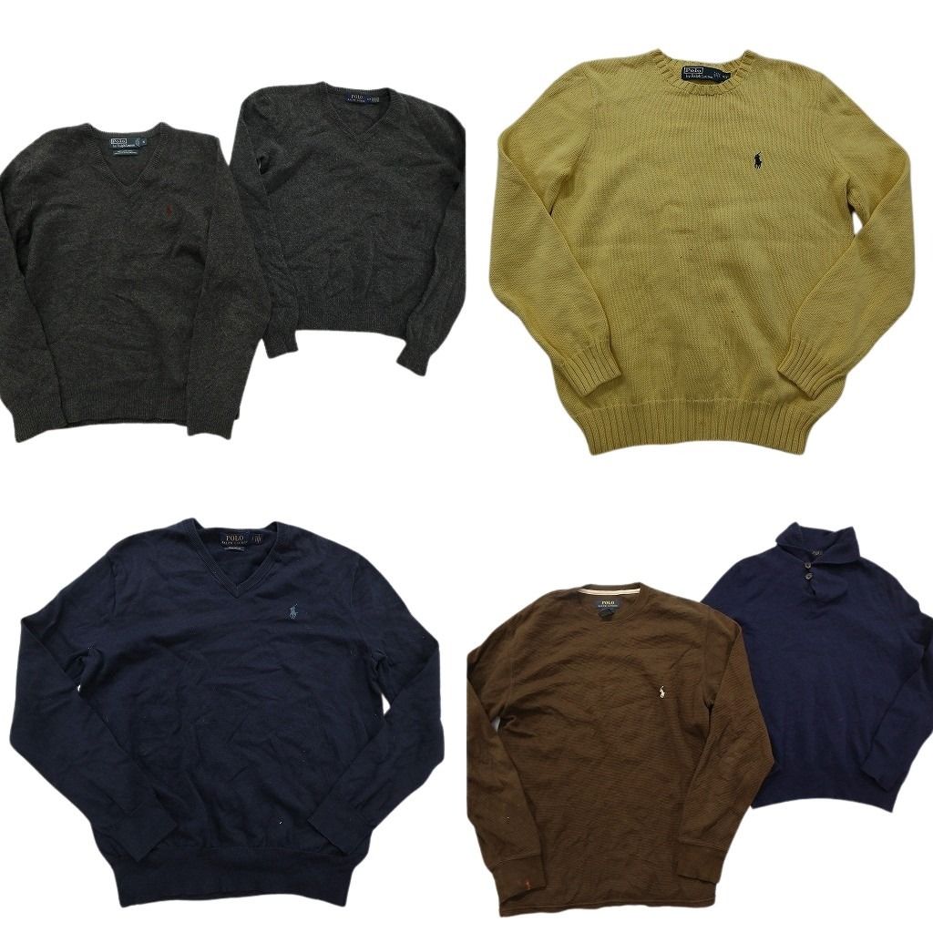 お買い得，送料無料 【未検品】古着卸 まとめ売り ラルフローレン セーター 6枚セット (メンズ S ) ショールカラー Vネック 中古 古着 ND2182 ニット・セーター