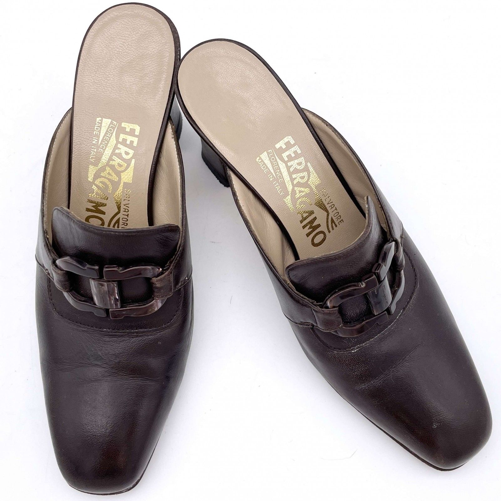 □希少□ Ferragamo ガンチーニ ミュール 本革 ブラウン 1349A - メルカリ