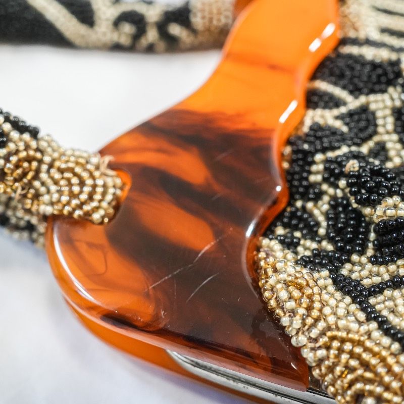 アンティーク　総ビーズバッグ　がま口　レトロ　ブラックxマルチカラー b5a5d4ca96c2d728473de55af9603b