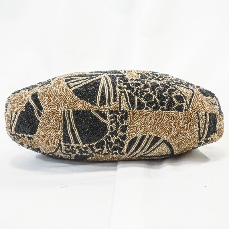 総ビーズバッグ 昭和レトロ がま口 ハンドバッグ 総柄 ブラック