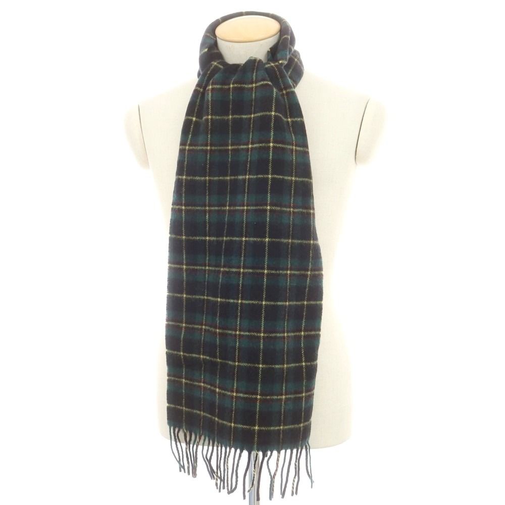新品】ドレイクス DRAKES ウール チェック マフラー グリーンxブラック