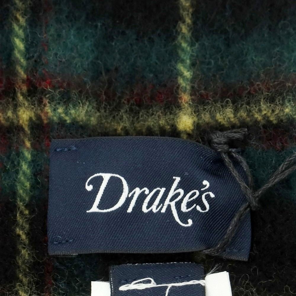 新品】ドレイクス DRAKES ウール チェック マフラー グリーンxブラック