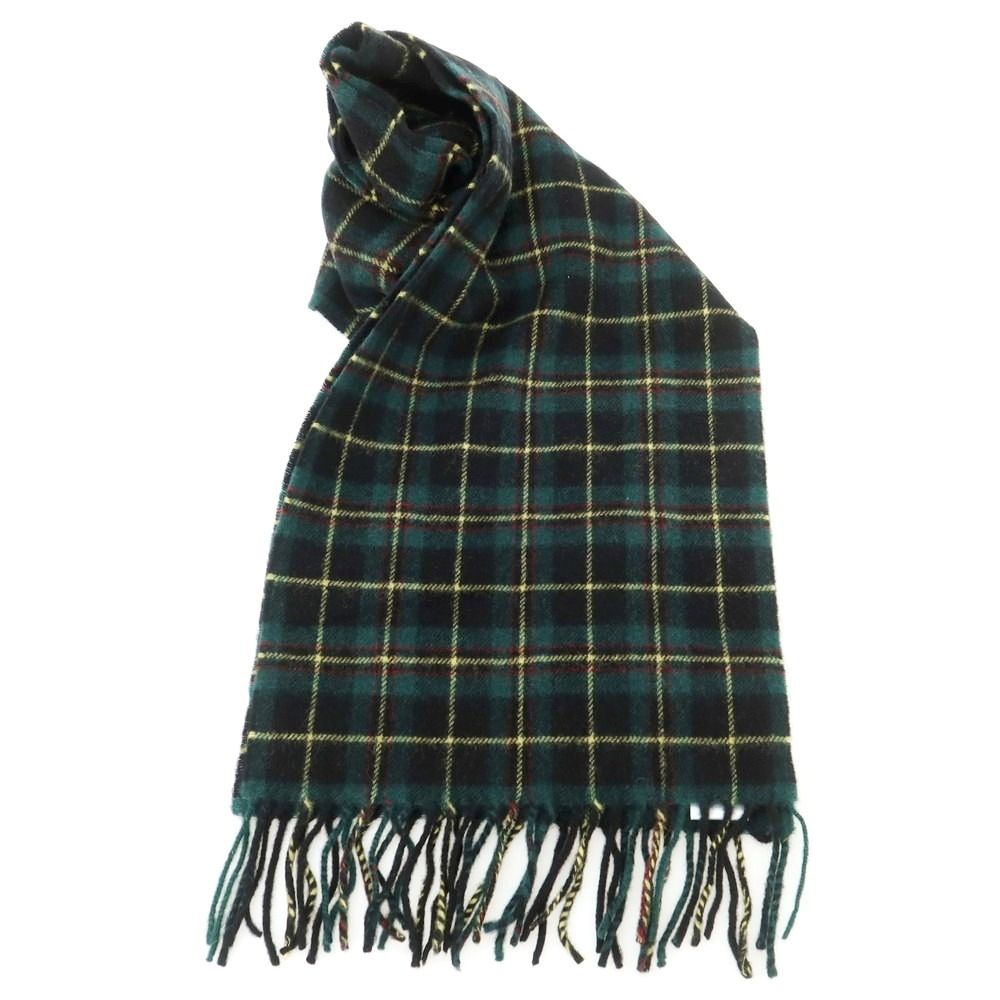 新品】ドレイクス DRAKES ウール チェック マフラー グリーンxブラック