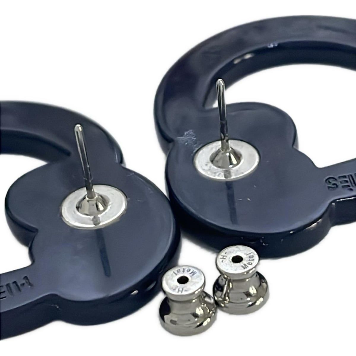 HERMES(エルメス) ピアス美品 ヌーマラン ダークネイビー×ライトブルー