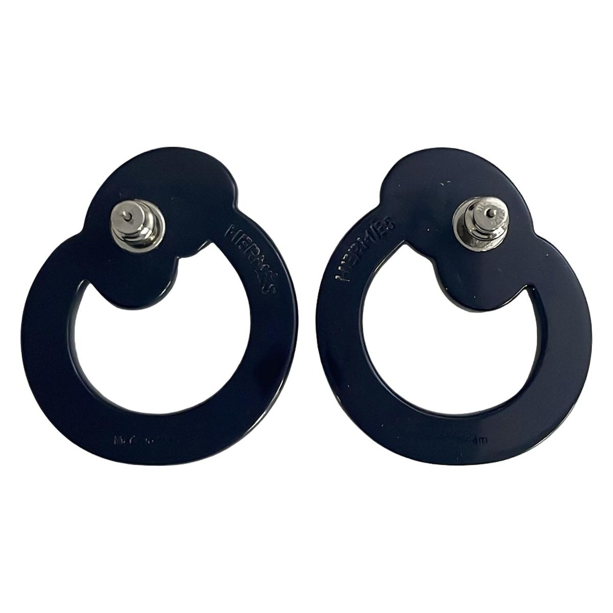 HERMES ピアス(ブルー、ネイビー) HERMES(エルメス) ピアス美品 ヌーマラン ダークネイビー×ライトブルー