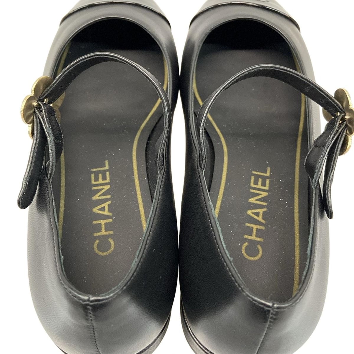 CHANEL(シャネル) シューズ 35 1/2C レディース - G39582 黒×ゴールド