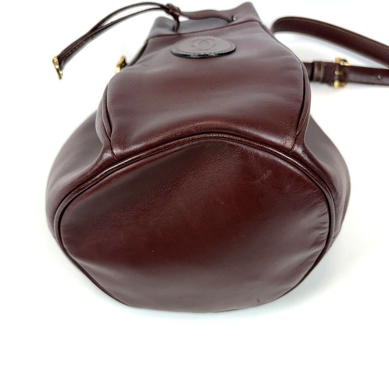 良品 Cartier カルティエ 巾着 ショルダーバッグ マストライン レザー