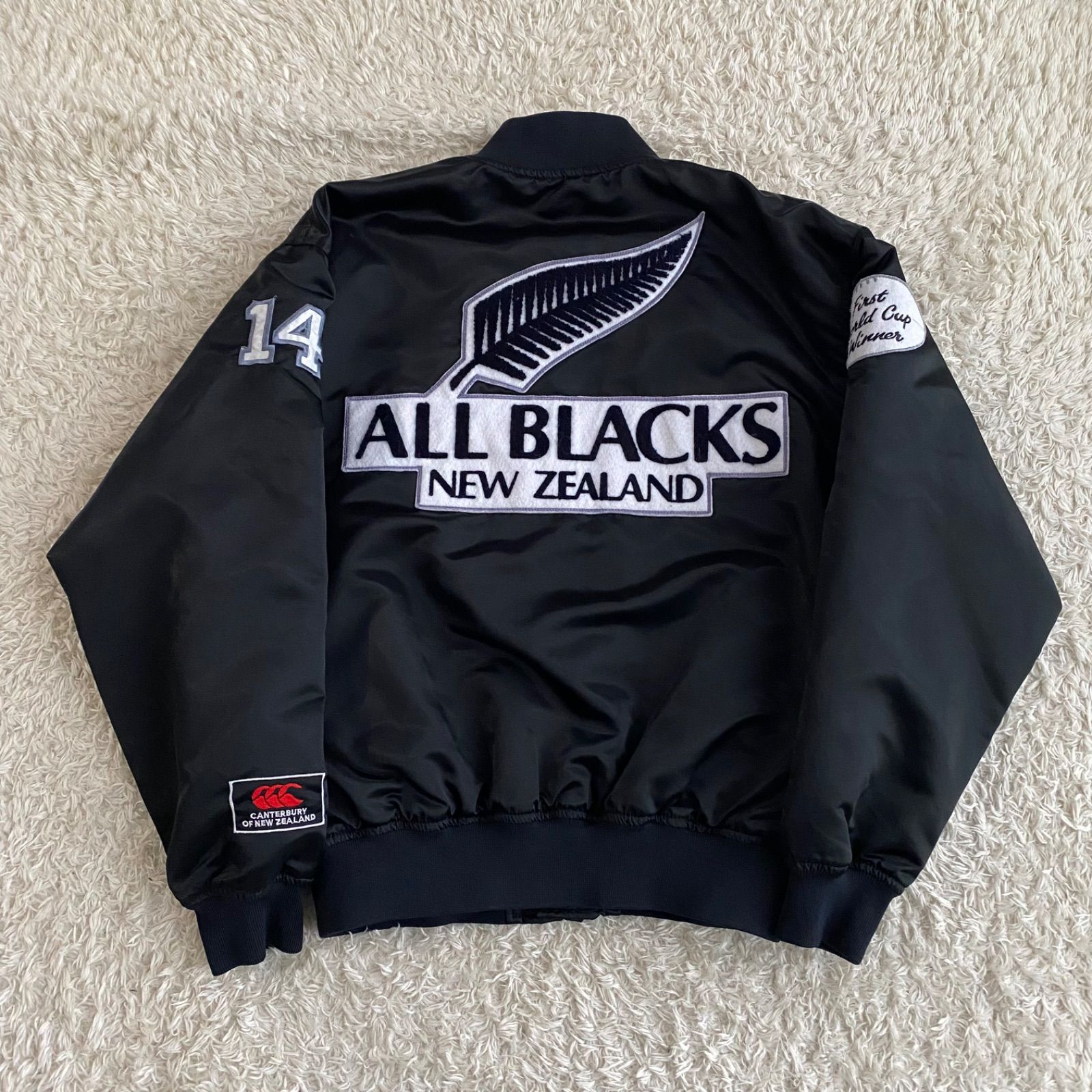 未使用級！90s CANTERBURY カンタベリー オールブラックス スタジャン