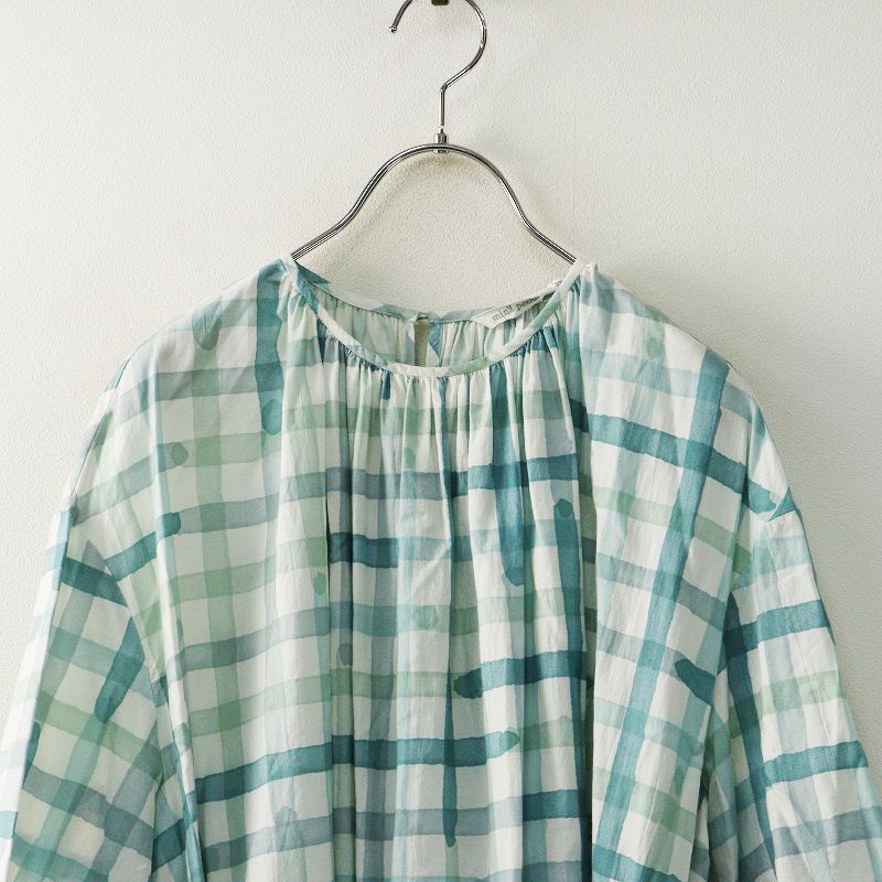 ミナペルホネン mina perhonen minamo チェック ノーカラー ワンピース