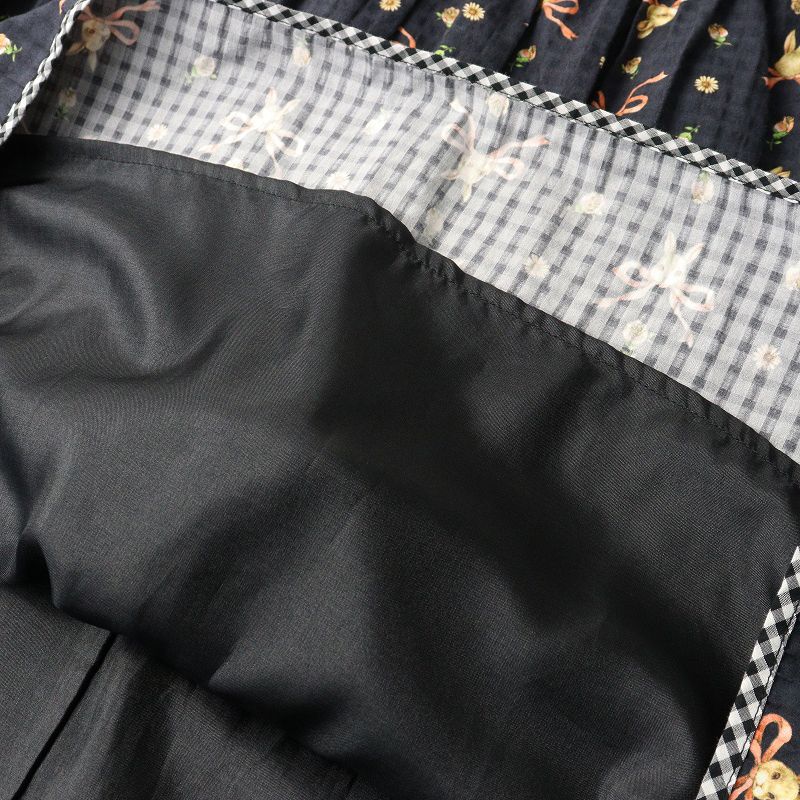 yukiemon　リボンバニースカート　黒　ブラック　うさぎ　新品　タグ付き 2024SS ユキエモン yukiemon 4160240 リボンバニースカート M