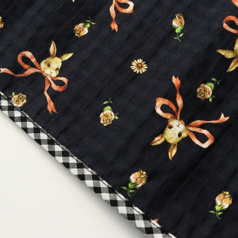 yukiemon　リボンバニースカート　黒　ブラック　うさぎ　新品　タグ付き 2024SS ユキエモン yukiemon 4160240 リボンバニースカート M