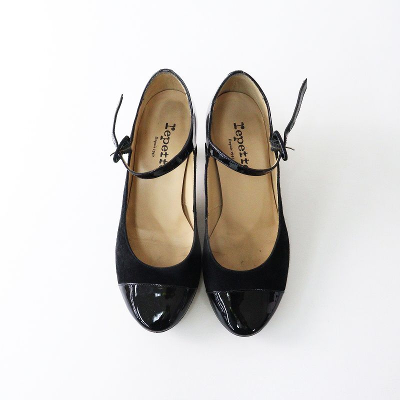 レペット repetto メリージェーン エナメルスエードコンビパンプス 35