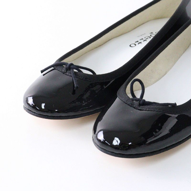 お値下げ‼️repetto ブラックパテントレザー フラットシューズ repetto レペット パテントレザー ポインテッドトゥ バレーシューズ美品♡