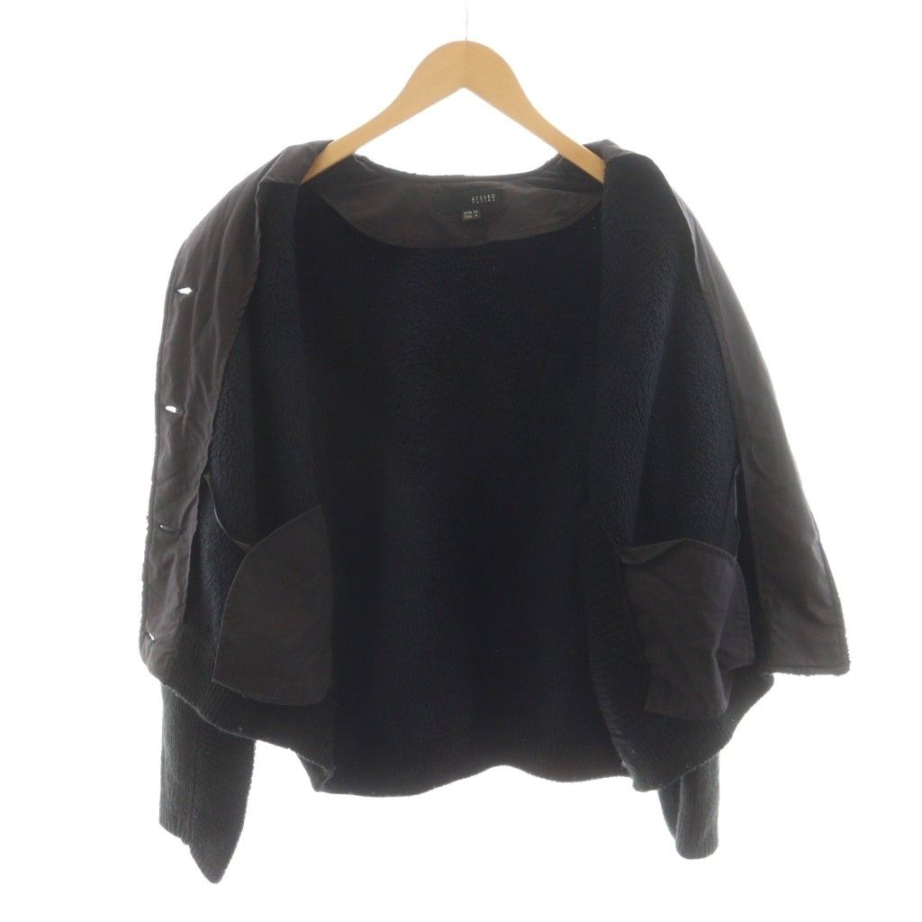 アツロウタヤマ ATSURO TAYAMA ボアジャケット ノーカラー 切替 36 黒