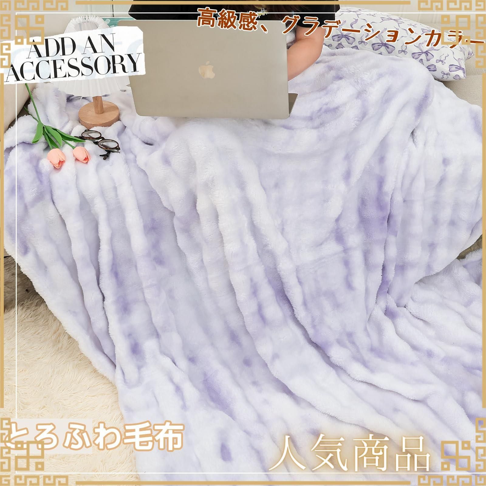 【人気商品】マイクロファイバー 厚手 柔らかく肌触 高密度 ブランケットおしゃれ 毛抜けない モコモコ毛布 冷房対策 吸湿発熱 とろふわ毛布 静電気防止 毛布 暖かい 四季適用 ブランケット パープル Newseego 180*200cm