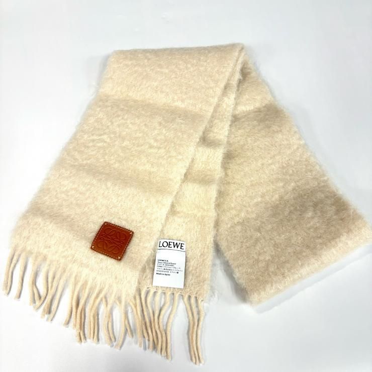 ロエベ LOEWE アナグラム マフラー モヘア ウール アイボリー ストール