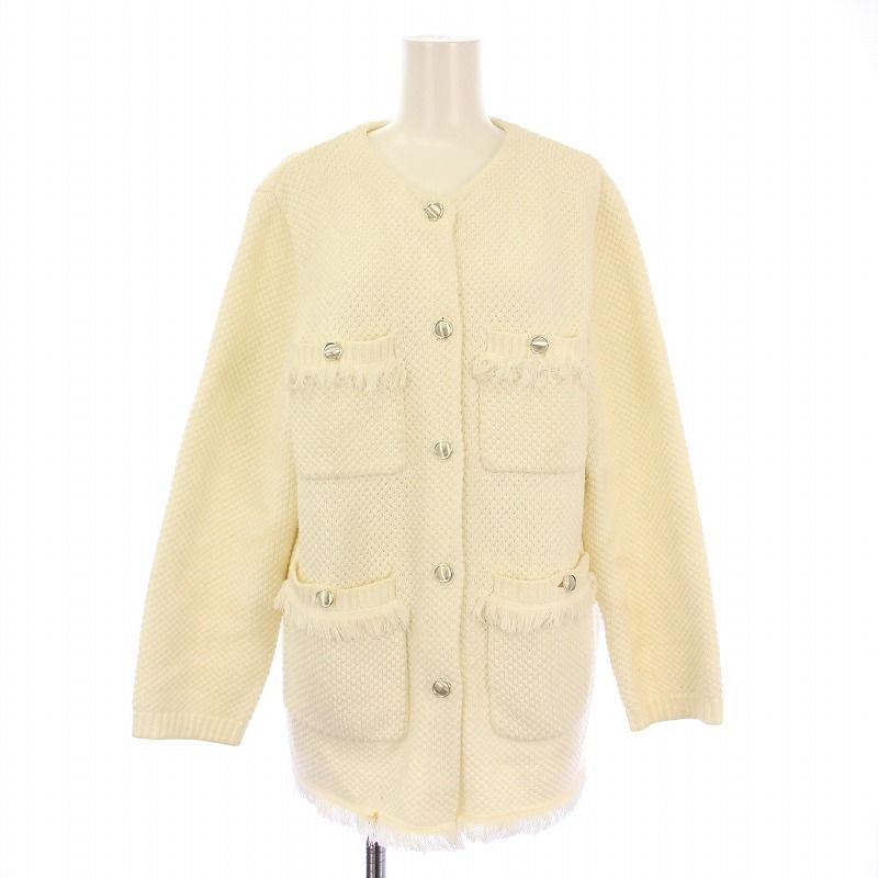 ジャスグリッティー JUSGLITTY ツイードニットジャケット ノーカラー