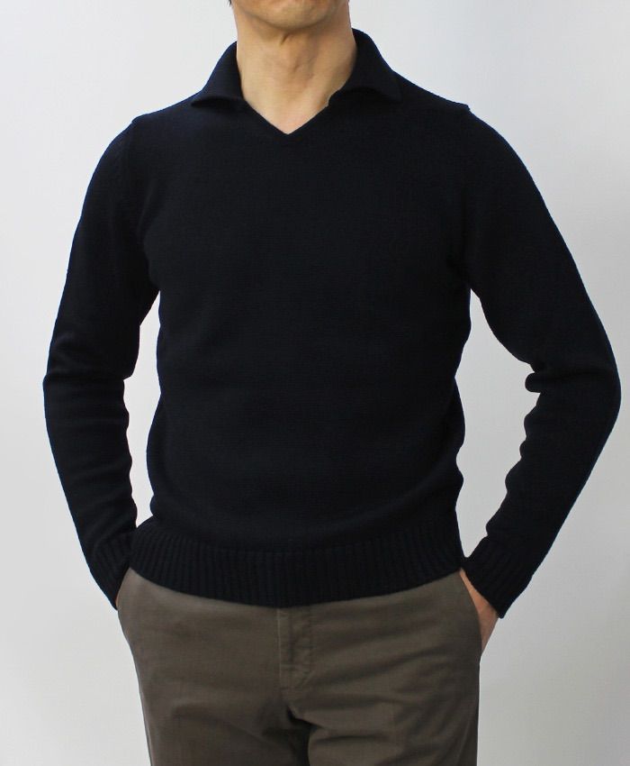 未使用タグ付き ZANONE ザノーネ 7ゲージ スキッパーニット トップス