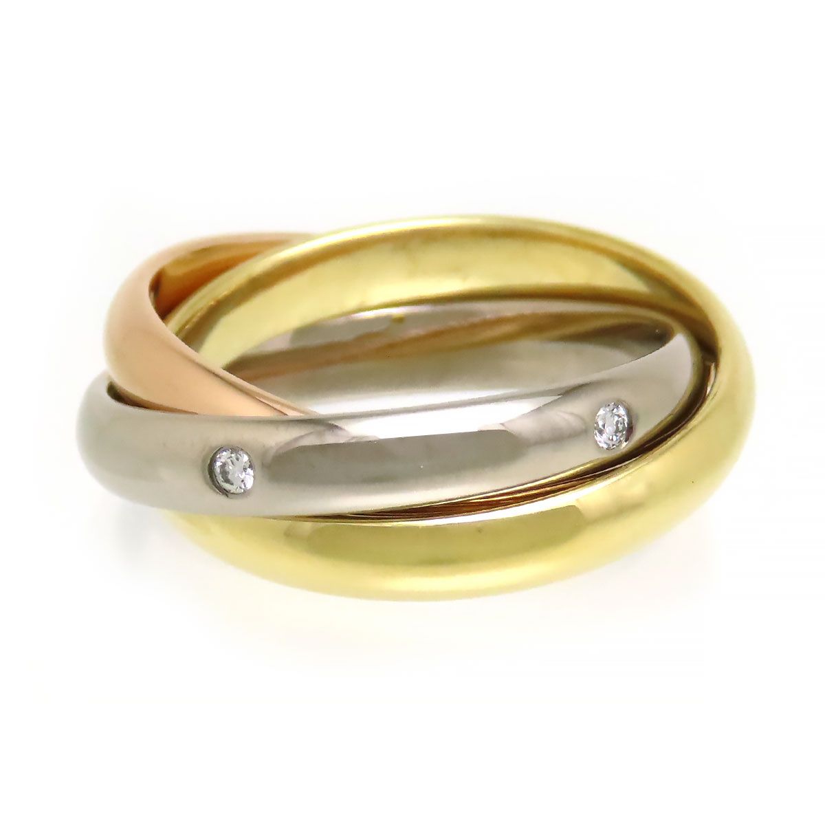 極美品 カルティエ トリニティリング 750 K18YG WG PG ♯53 カルティエ トリニティ スリーカラー リング K18YG K18PG #53 箱・保証