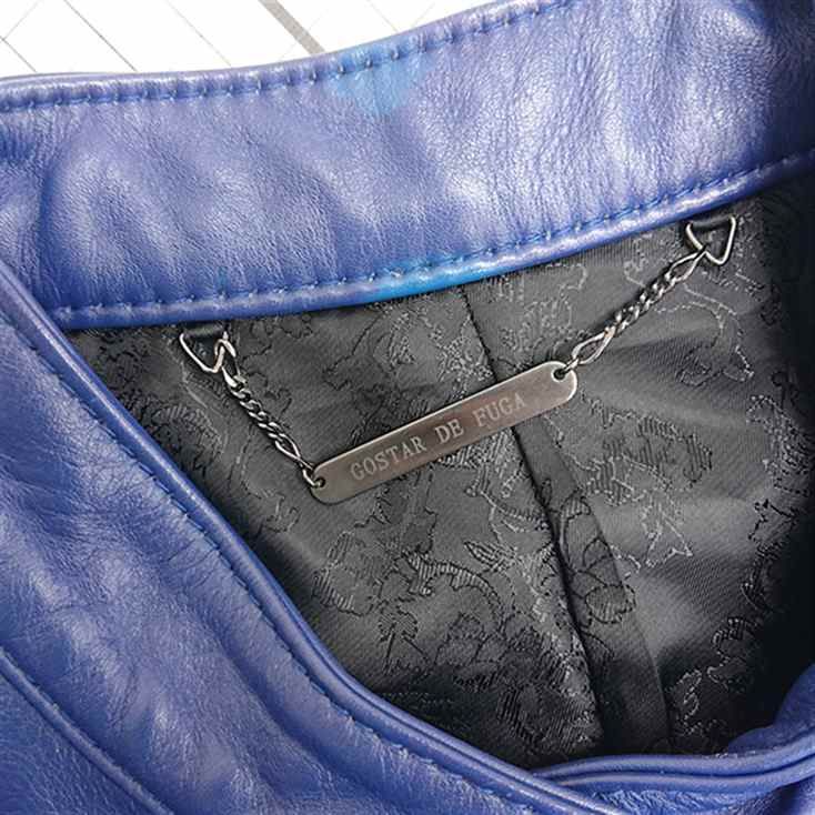 ◇ ⊇ ゴスタールジフーガ GOSTAR DE FUGA レザージャケット 44 ブルー