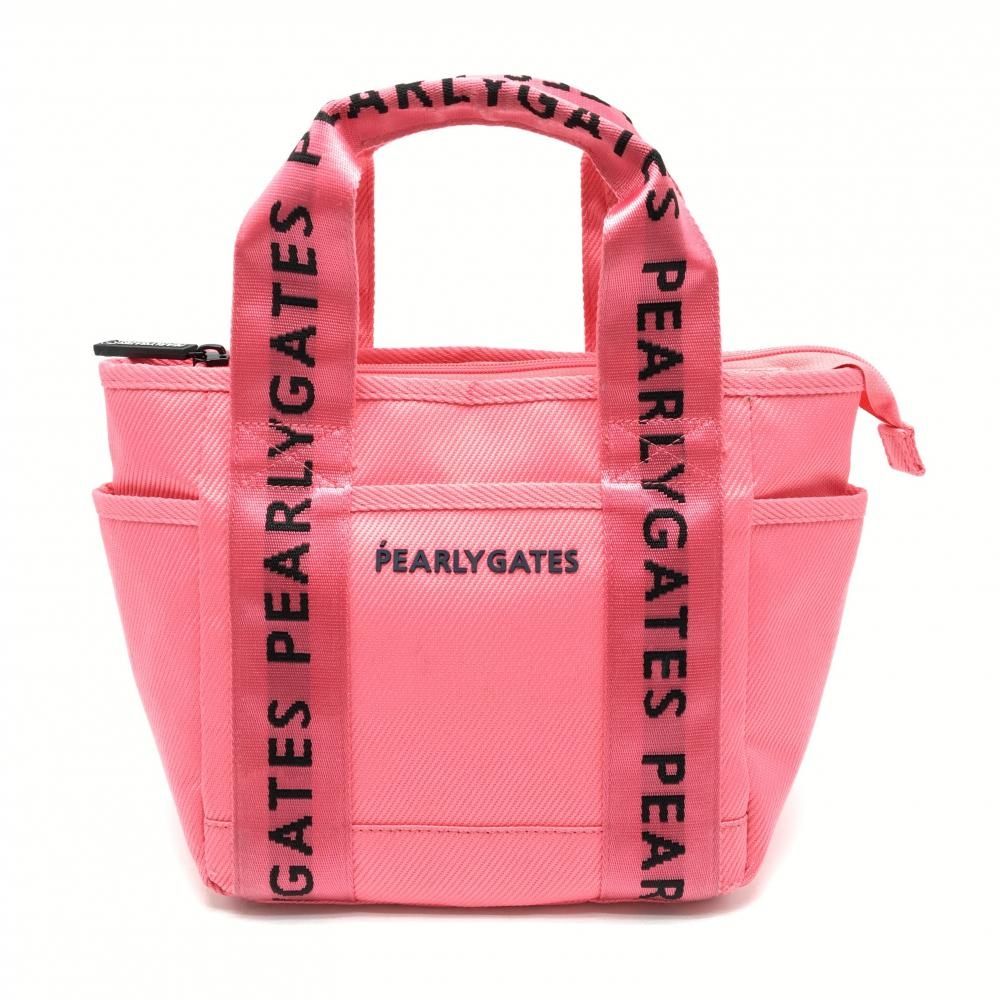 パーリーゲイツ カートバッグ ピンク×黒 ロゴ 内外ポケット ニコちゃん