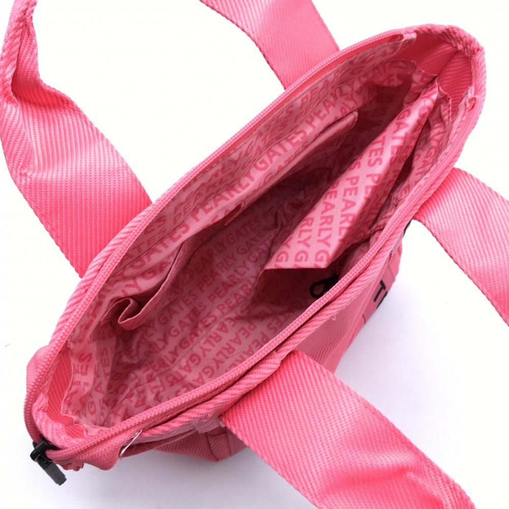 パーリーゲイツ カートバッグ ピンク×黒 ロゴ 内外ポケット ニコちゃん