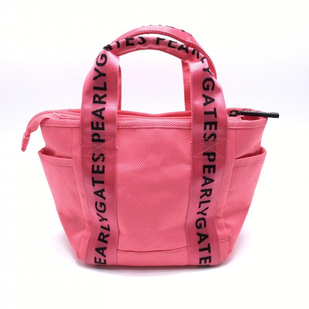 【パーリーゲイツ】カートバッグ　トートバッグ　ニコちゃん　未使用品 パーリーゲイツ カートバッグ ピンク×黒 ロゴ 内外ポケット ニコちゃん