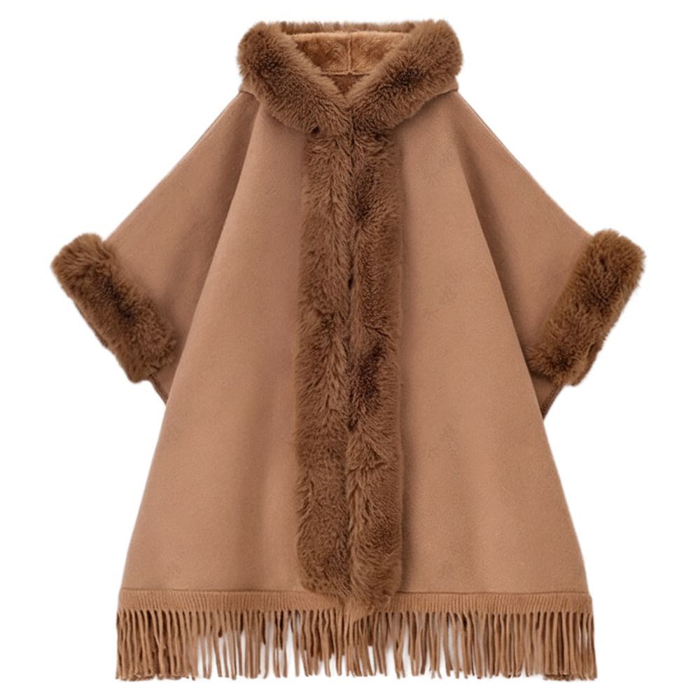 ☆ キャメル ☆ ポンチョ風コート アウター 裏起毛 ポンチョ コート