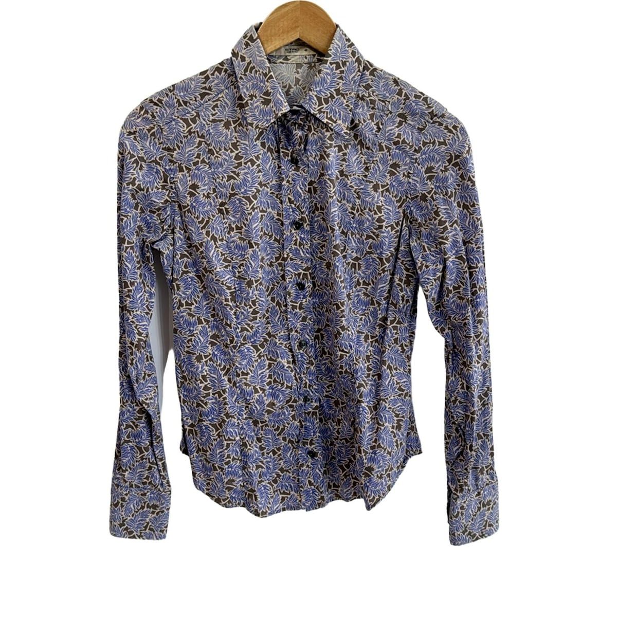 ETRO(エトロ) 長袖シャツブラウス サイズ42 M レディース - 白×ブルー 