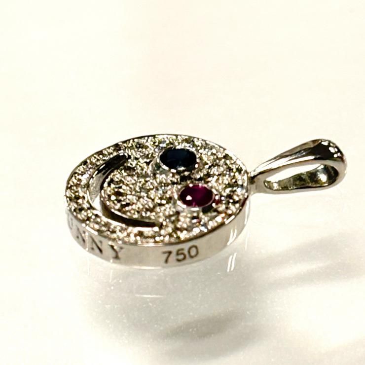 EYEFUNNY K18WG 750 スマイルペンダント オッドアイ ペンダントトップ