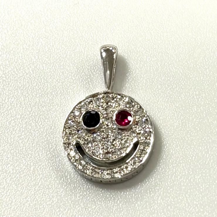 EYEFUNNY K18WG 750 スマイルペンダント オッドアイ ペンダントトップ