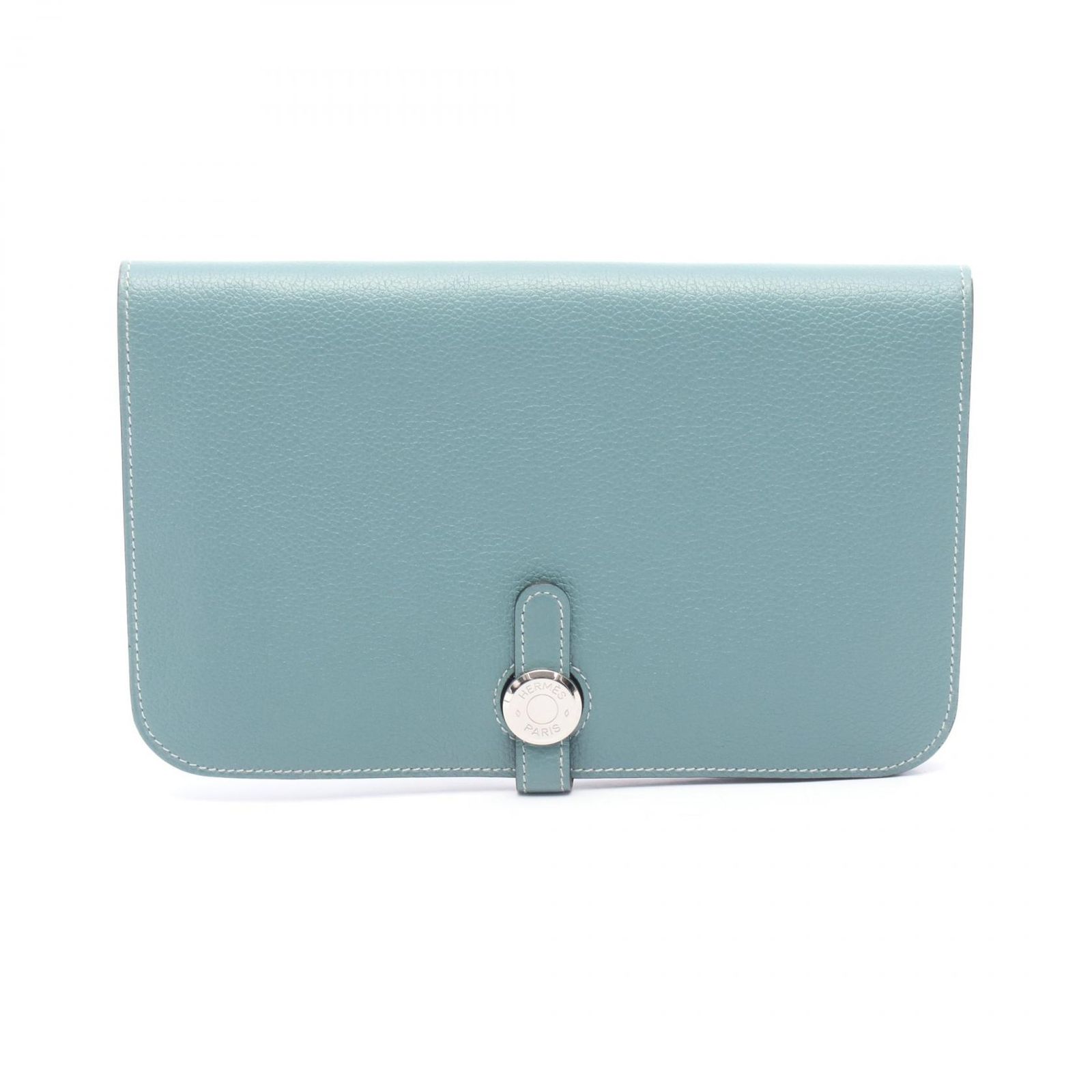 エルメス HERMES 二つ折り長財布 ドゴンGM ブルー系 レザー ドゴン