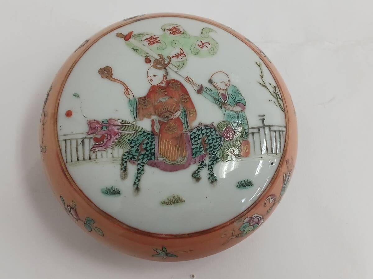 中国骨董品】大清同治年製 粉彩人物印合 鑑定漆印付 希少 中国